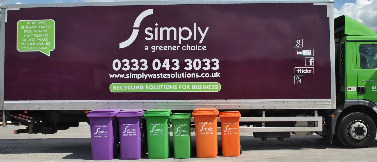 Wheelie Bins in front of Simply Waste Solutions truck